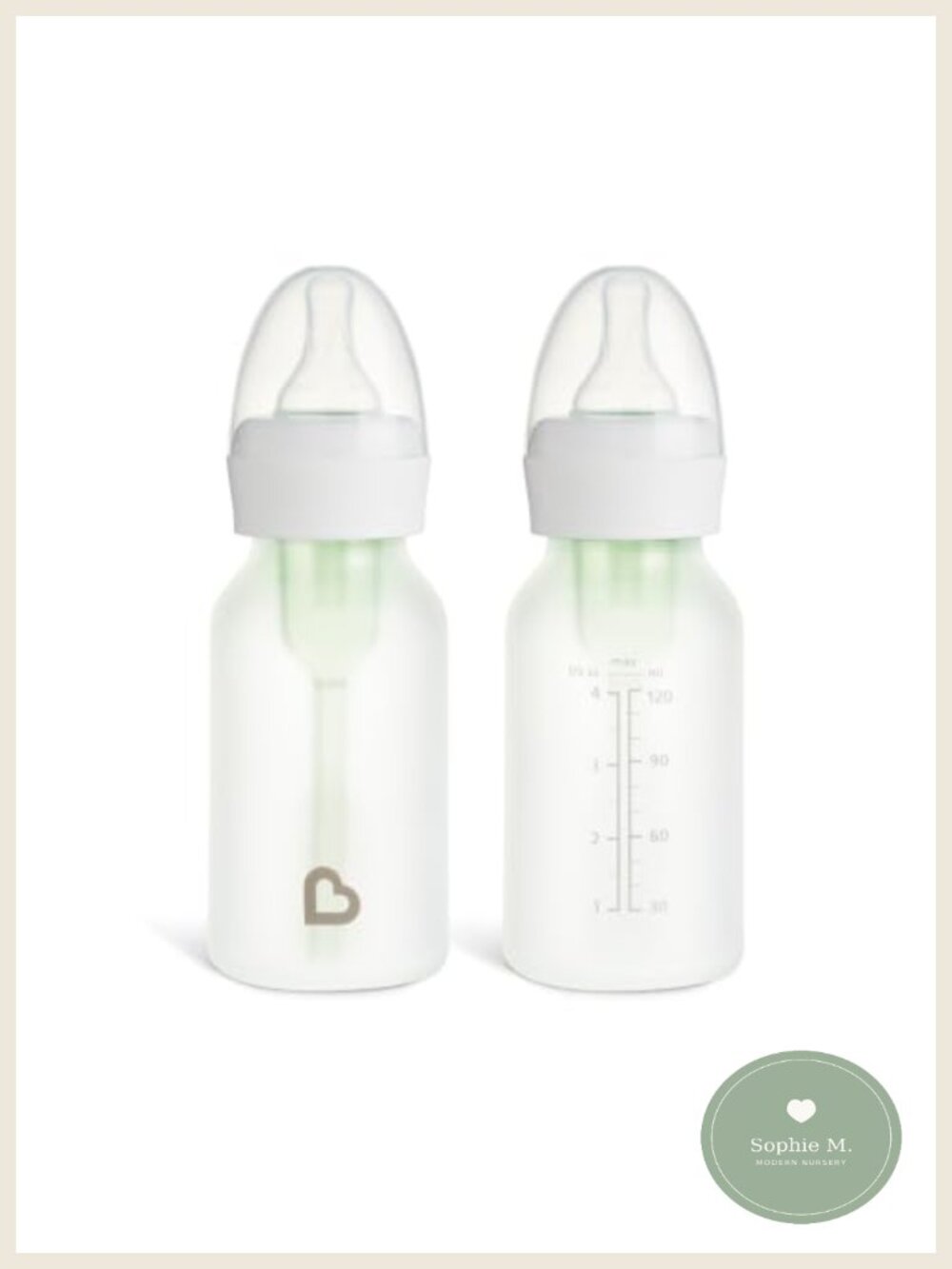 Munchkin Bond Glass Baby Bottles, 4oz, Anti Colic, Silicone Coated, BPA Free, 2